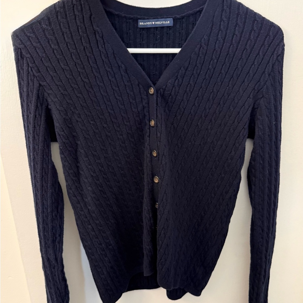 Brandy Melville Navy V-Neck Cardigan - Picture 3 of 4
